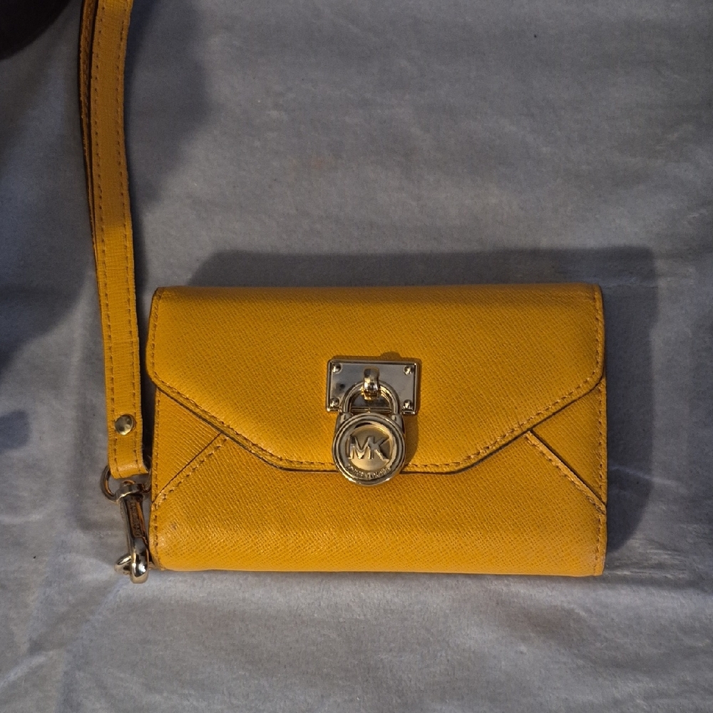Yellow Leather ipod Wallet Wristlet